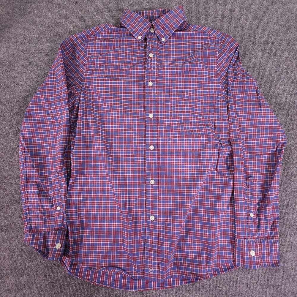 Vineyard Vines Shirt Mens Small Red Blue Plaid On-The-Go Performance Button Up